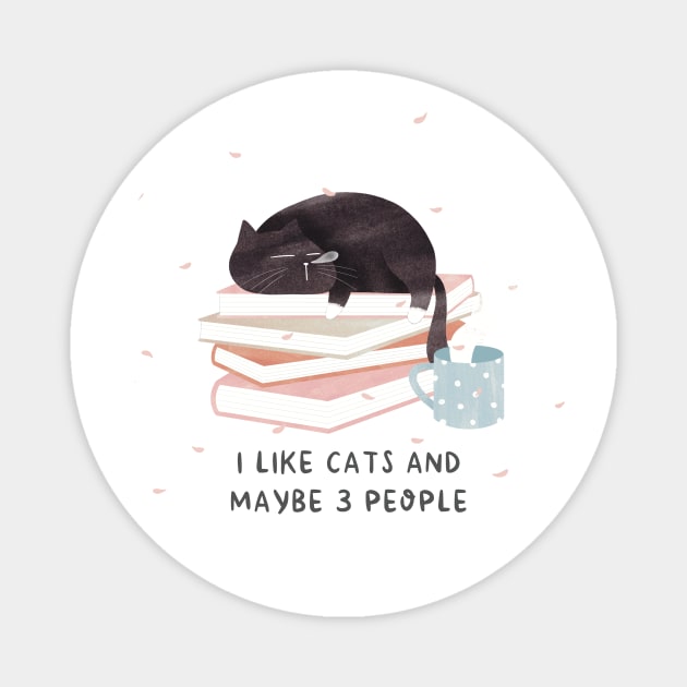 I like cats and maybe 3 people Magnet by Moonaries illo